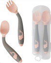 Baby Twist Spoon Fork Set with Travel Case Easy Grip Bendable Toddler Training Set Pink